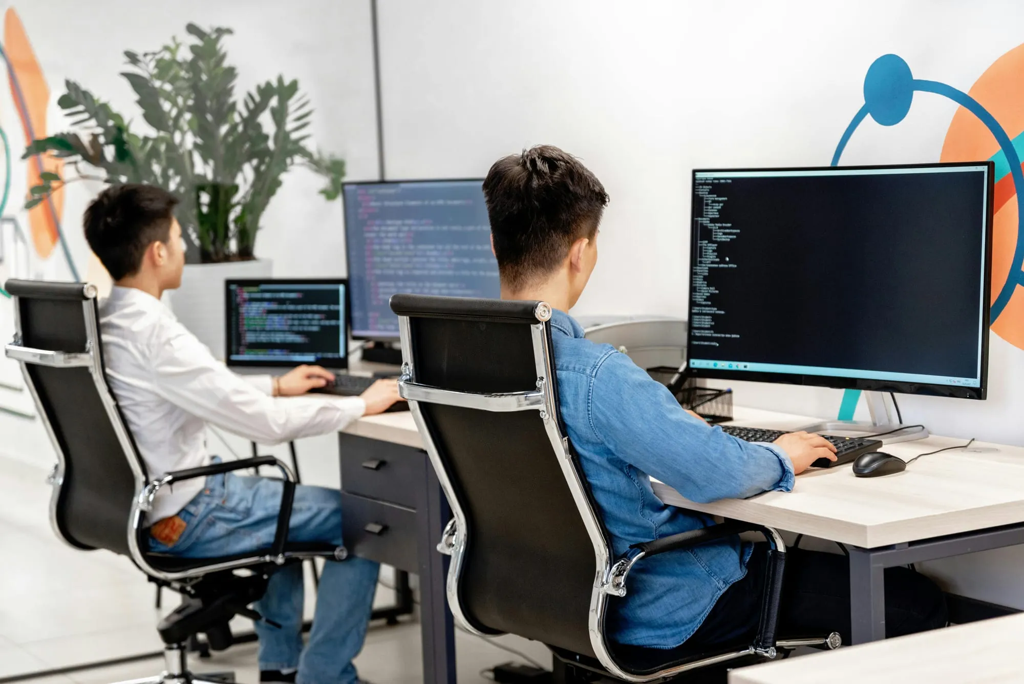 Team working at computers in an office